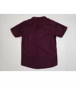 Short Sleeve , Mandarin Collar - Maroon
