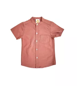 Short Sleeve , Mandarin Collar , Melon