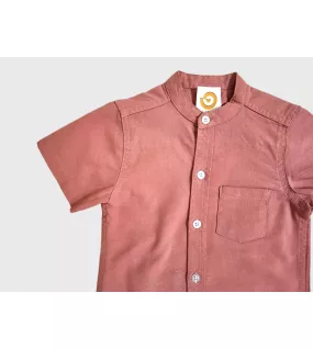 Short Sleeve , Mandarin Collar , Melon