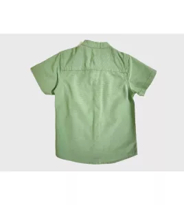 Short Sleeve , Mandarin Collar , Light Green