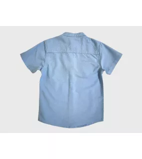 Short Sleeve , Mandarin Collar , Sky Blue