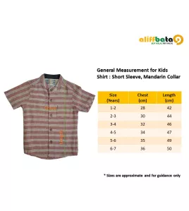 Short Sleeve , Mandarin Collar Mixed Stripe- Melon &amp; White