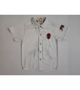 Short Sleeve with Spiderman Embroidery - White