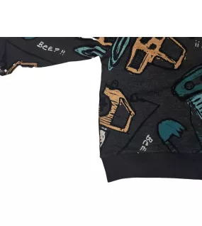 Sweater Suit- Black Grey, Fashion Excavator Print