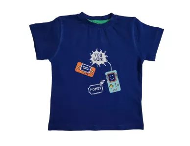 Round Neck T-Shirt , Azure Blue, Fashion Gadget Print