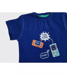 Round Neck T-Shirt , Azure Blue, Fashion Gadget Print