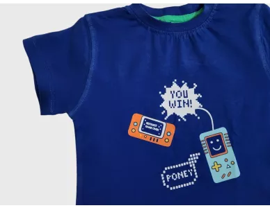 Round Neck T-Shirt , Azure Blue, Fashion Gadget Print