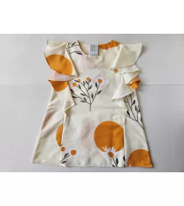 Ruffle Sleeve Dress - Cream-Floral