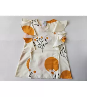 Ruffle Sleeve Dress - Cream-Floral