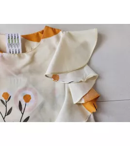 Ruffle Sleeve Dress - Cream-Floral