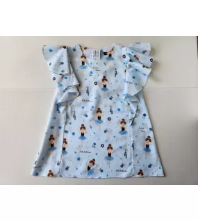 Ruffle Sleeve Dress - Light Blue-Girl