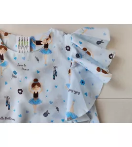 Ruffle Sleeve Dress - Light Blue-Girl