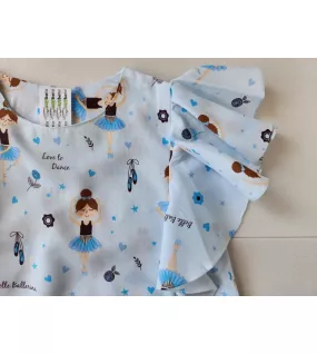 Ruffle Sleeve Dress - Light Blue-Girl