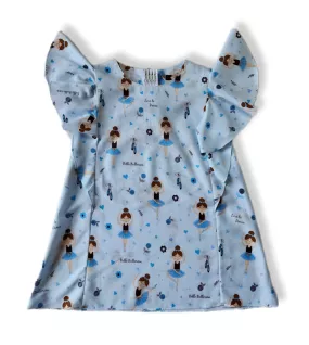 Ruffle Sleeve Dress - Light Blue-Girl