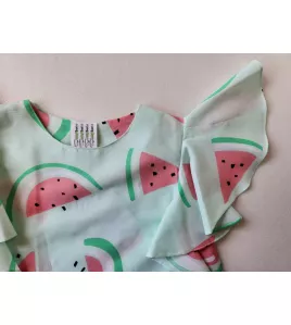 Ruffle Sleeve Dress - Light Green-Melon