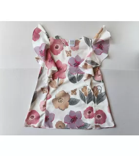 Ruffle Sleeve Dress - Light Cream-Flower