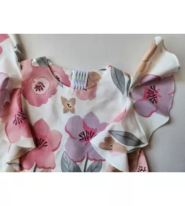 Ruffle Sleeve Dress - Light Cream-Flower