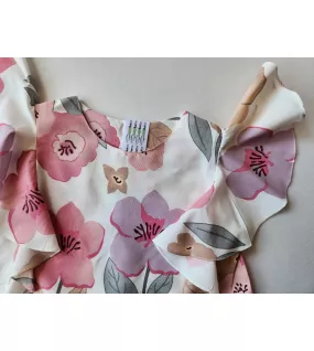 Ruffle Sleeve Dress - Light Cream-Flower