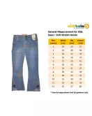 Jeans - Stretch Denim, Light Blue, Fringed Bottom, Butterfly Embroidery