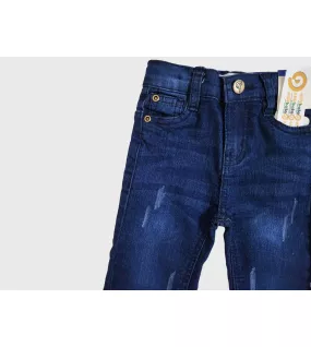 Jeans - Stretch Denim, Dark Blue, Fringed Bottom Jeans - Stretch Denim, Dark Blue, Fringed Bottom