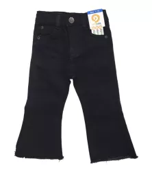 Jeans - Stretch Denim, Black, Fringed Bottom