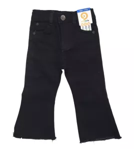 Jeans - Stretch Denim, Black, Fringed Bottom Jeans - Stretch Denim, Black, Fringed Bottom