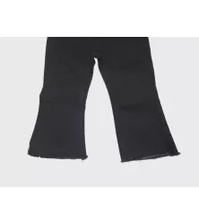 Jeans - Stretch Denim, Black, Fringed Bottom