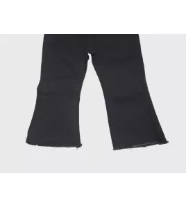 Jeans - Stretch Denim, Black, Fringed Bottom Jeans - Stretch Denim, Black, Fringed Bottom