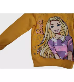 Sweater Long Sleeve- Yellow, Fashion Barbie Print