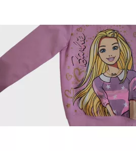 Sweater Long Sleeve- Lavender Rose, Fashion Barbie Print