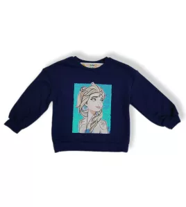 Sweater Long Sleeve- Medium Blue, Fashion Frozen Print
