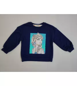 Sweater Long Sleeve- Medium Blue, Fashion Frozen Print