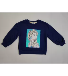 Sweater Long Sleeve- Medium Blue, Fashion Frozen Print