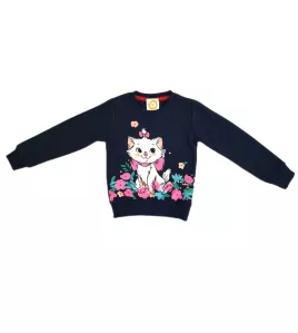 Sweater Long Sleeve- Dark Blue, Fashion Kitty Print
