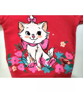 Sweater Long Sleeve- Pink, Fashion Kitty Print
