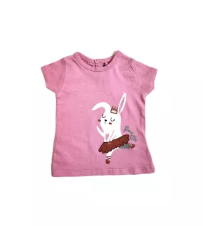 Round Neck Short Sleeve T_Shirt, Pink, Fashion Cartoon Print