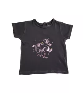 Round Neck Short Sleeve T_Shirt, Dark Lava, Fashion Cartoon Print