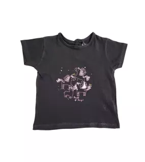 Round Neck Short Sleeve T_Shirt, Dark Lava, Fashion Cartoon Print