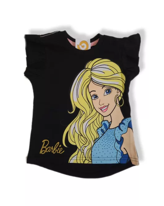 Round Neck T-Shirt Short Sleeve With Print-Barbie