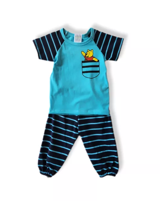 Short Sleeve Pyjama Set - Pooh - Blue
