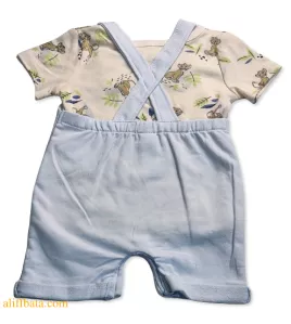Baby Overalls/Dungarees Set, Light Blue, White - Roar King
