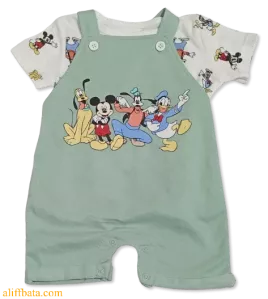 Baby Overalls/Dungarees Set, Light Green, White - All