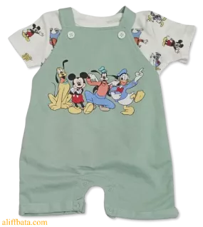Baby Overalls/Dungarees Set, Light Green, White - All Baby Overalls/Dungarees Set, Light Green, White - All