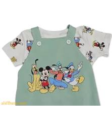 Baby Overalls/Dungarees Set, Light Green, White - All