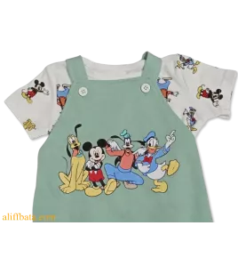 Baby Overalls/Dungarees Set, Light Green, White - All