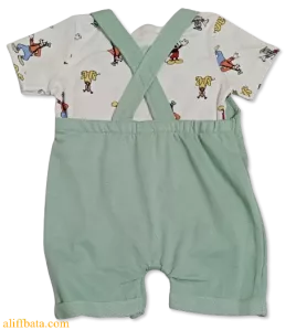 Baby Overalls/Dungarees Set, Light Green, White - All