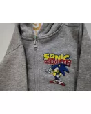 Hoodie - Full Zipped, Grey, Printed Sonic 
