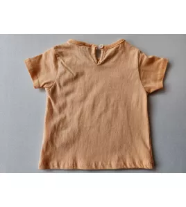 Baby Round Neck Short Sleeve T-Shirt, Peach , Fashion Cartoon Print